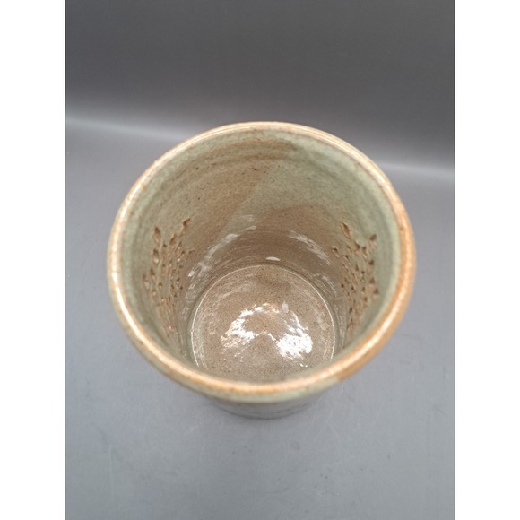 Art Pottery Brown Glazed Snowflake Candle Holder Artist Signed - Picture 10 of 16